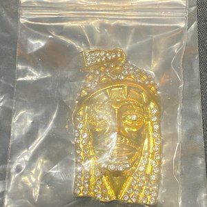 Gold Tone CZ Encrusted Jesus Pendant